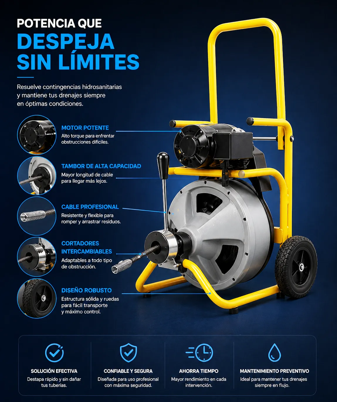 Desatascadora HydraX — Potencia que despeja sin límites